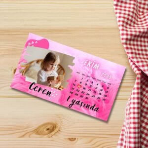 Pembe Tasarımlı Takvimli Kalın Forex Magnet